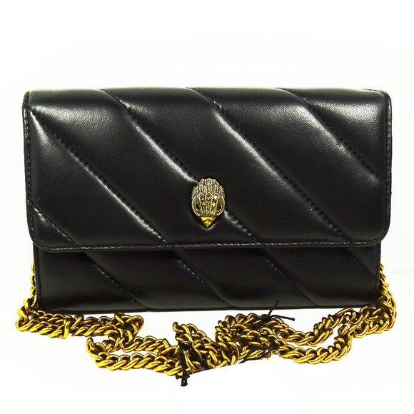 Kurt Geiger Handbags - KURT GEIGER Soho Drench Soft Black Leather Wallet on a Chain